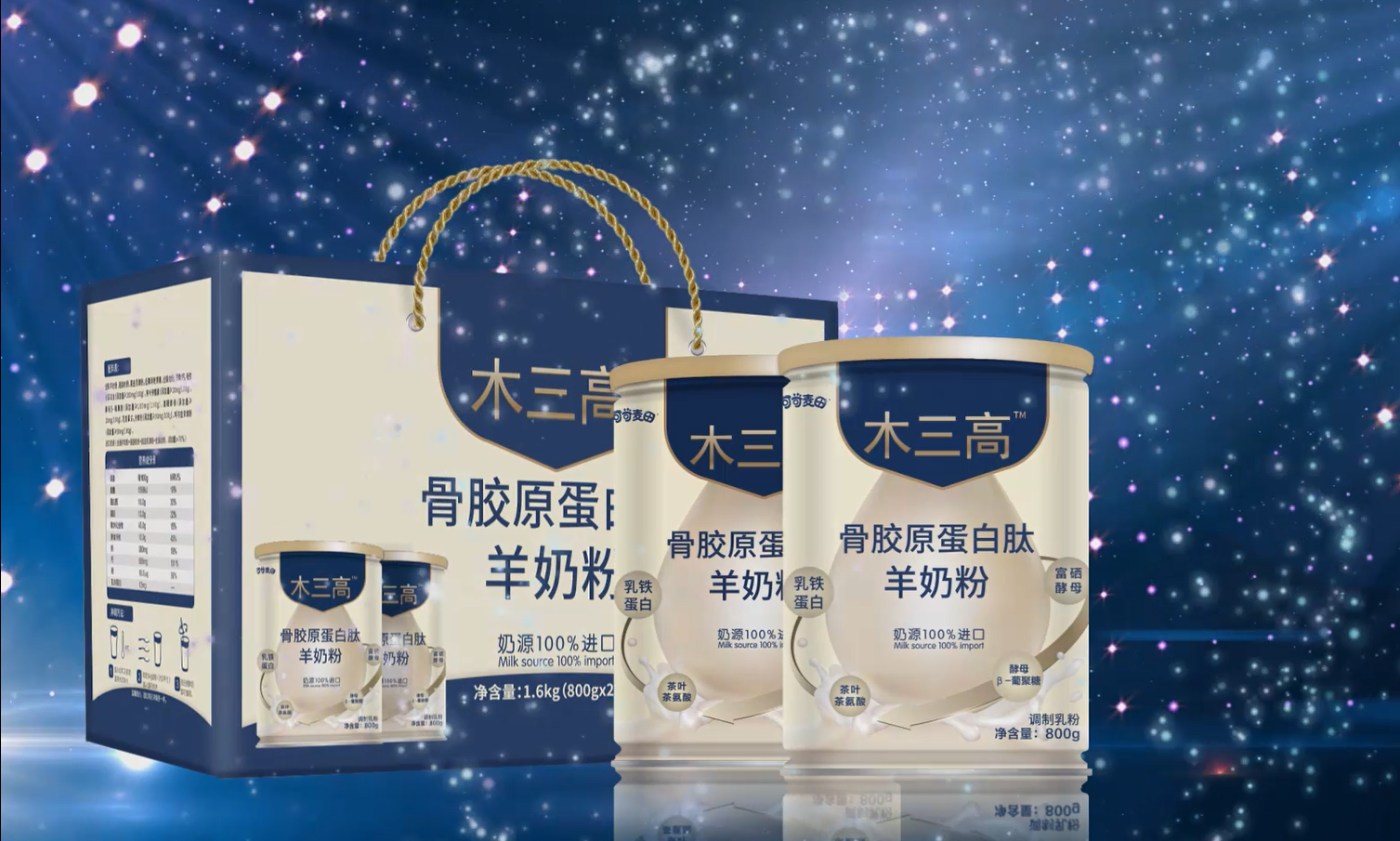 木三高骨胶原蛋白肽羊奶粉隆重上市！适合老年人喝的羊奶粉！